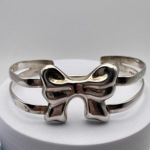 Vintage Taxco Mexican Sterling Silver Bow Cuff Bracelet